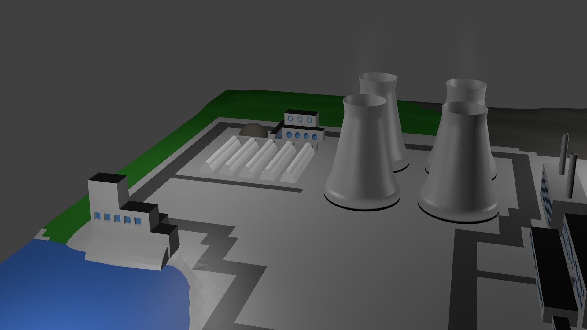 Nuclear Power Station Nuclear power plant Nuclear Power Station Low-poly 3D model_7