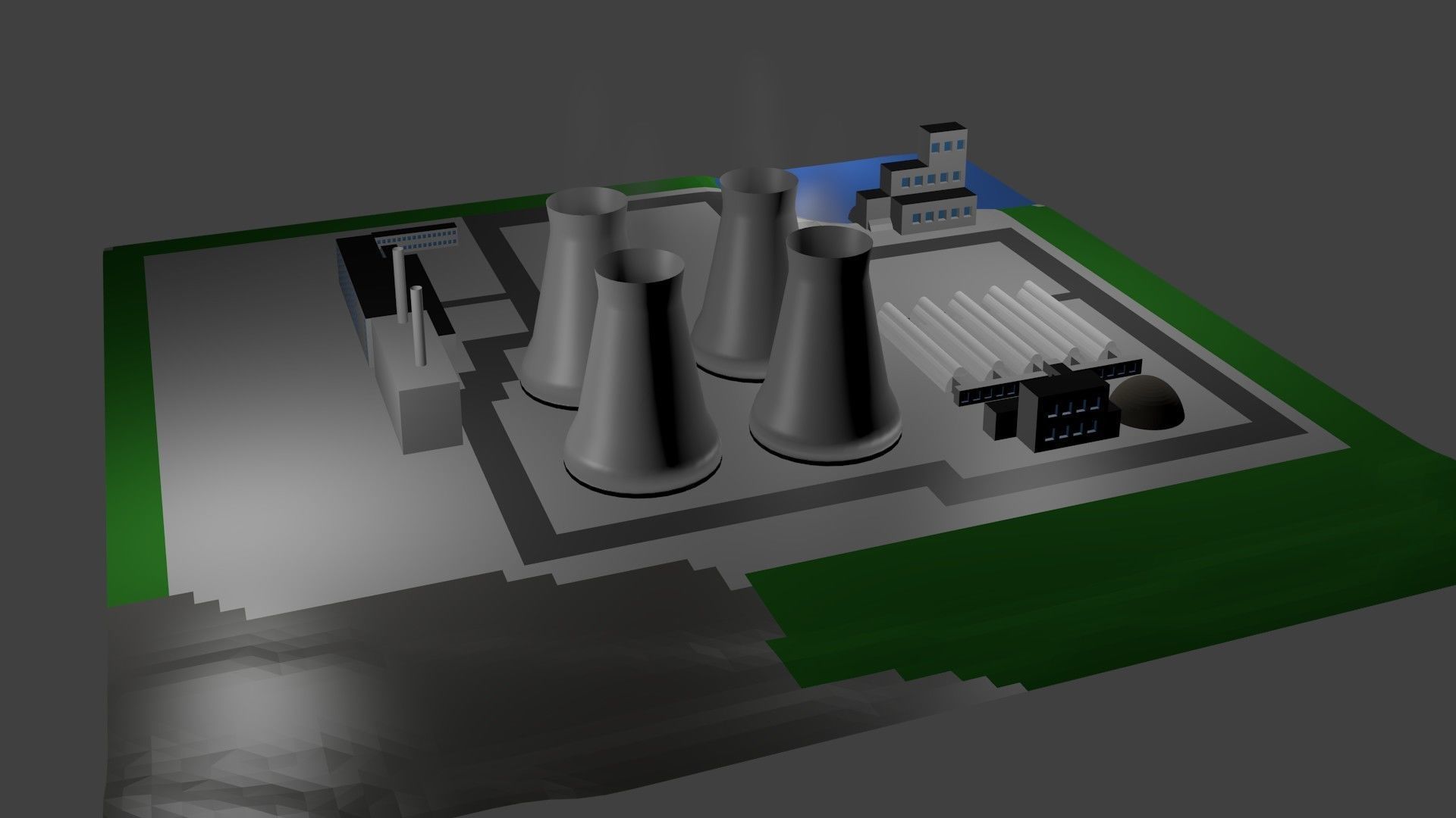 Nuclear Power Station Nuclear power plant Nuclear Power Station Low-poly 3D model_12