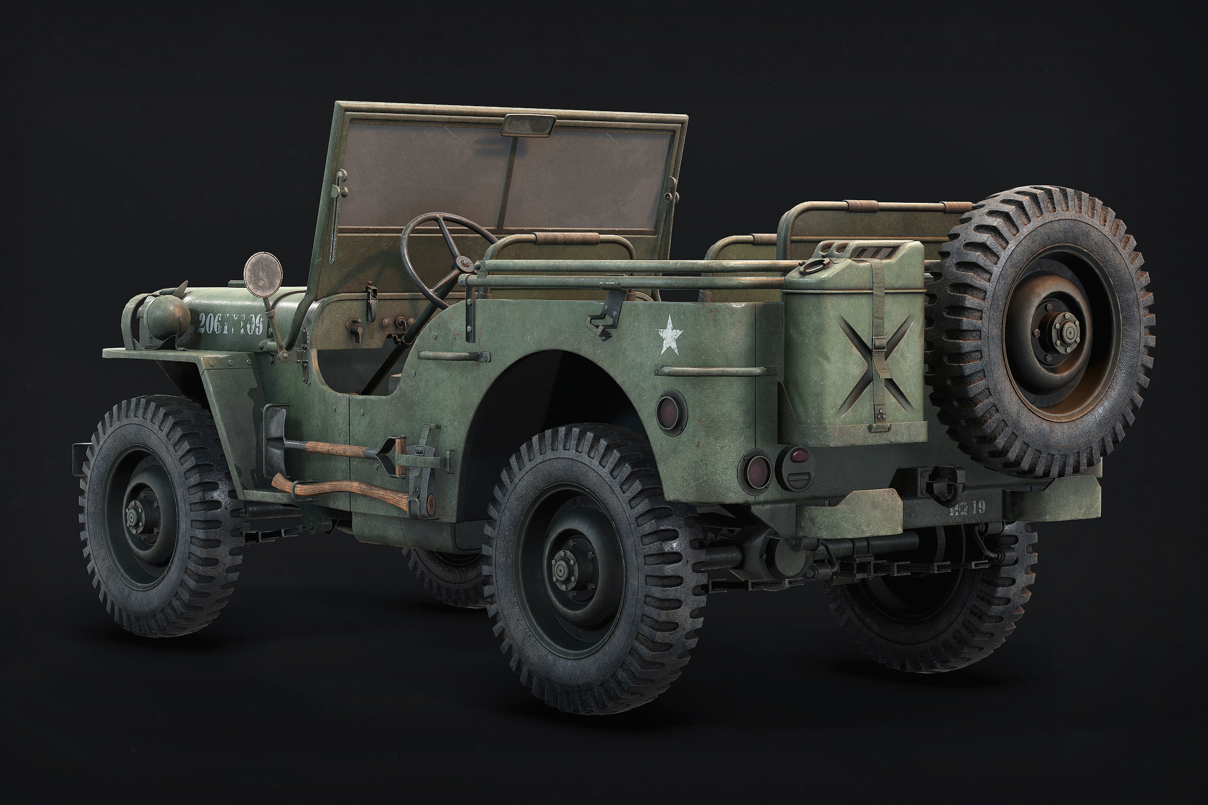 Jeep Willys Low Poly Low-poly 3D model_4