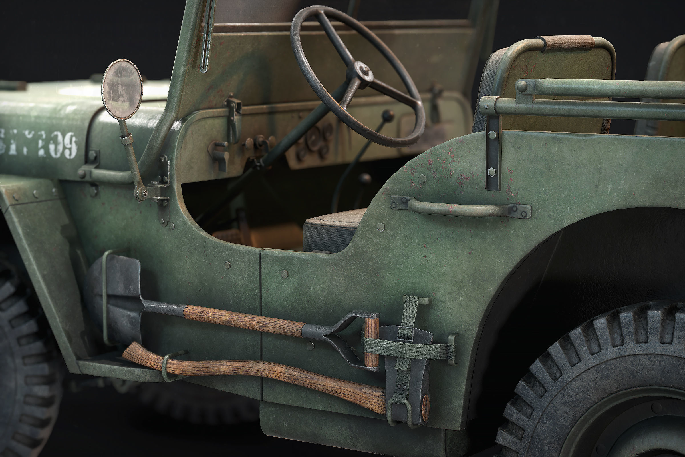 Jeep Willys Low Poly Low-poly 3D model_11
