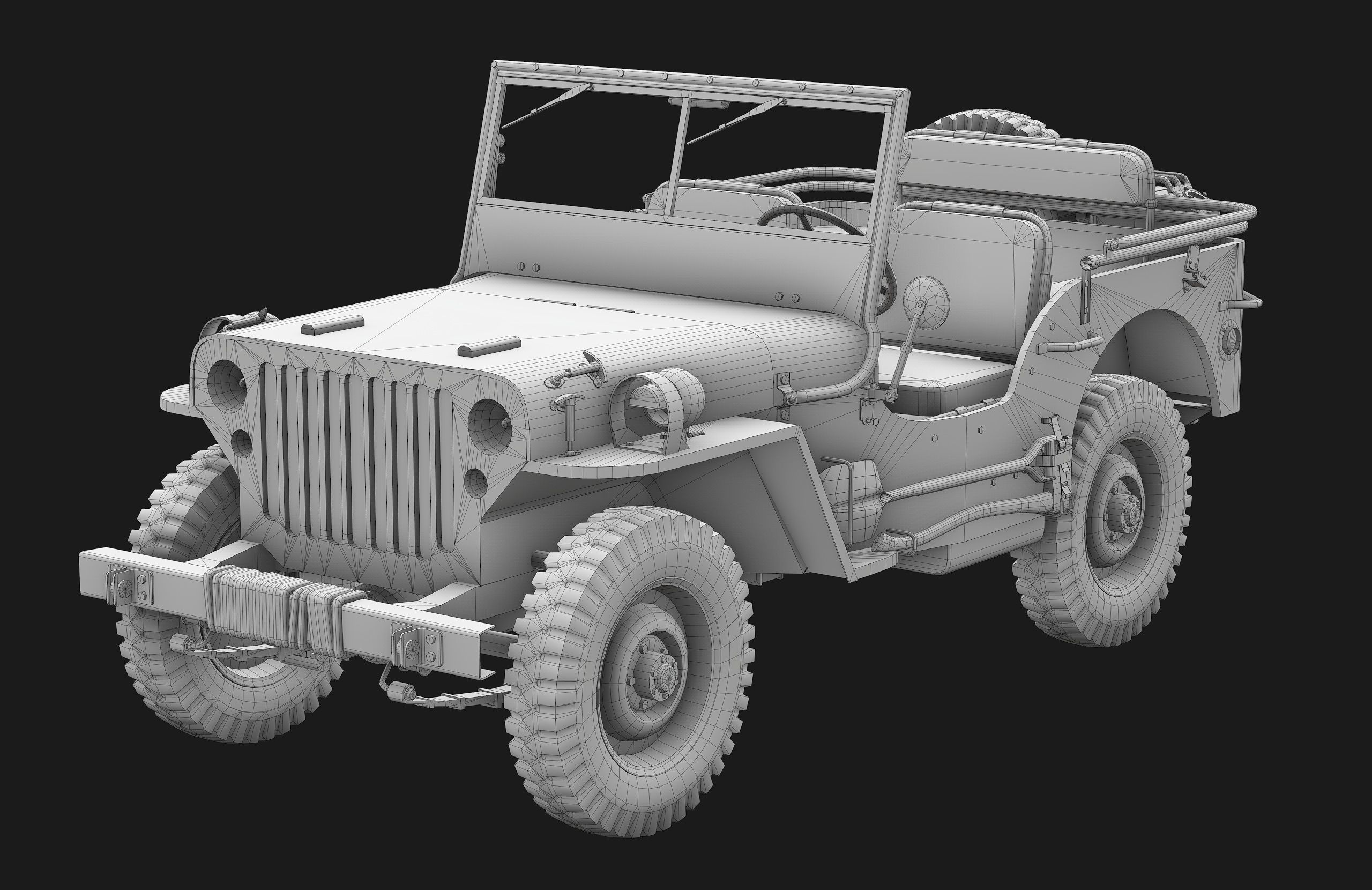 Jeep Willys Low Poly Low-poly 3D model_13