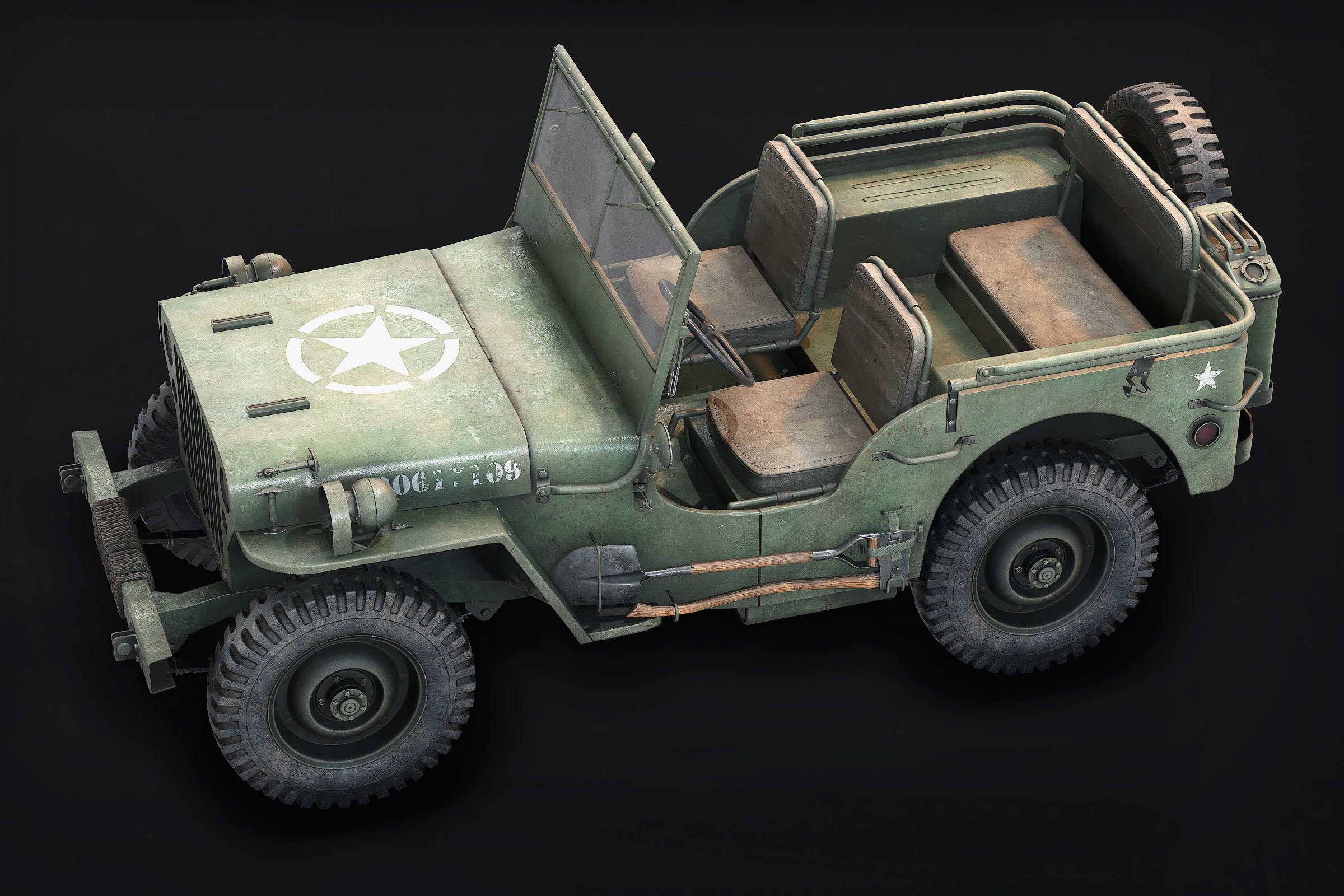 Jeep Willys Low Poly Low-poly 3D model_3