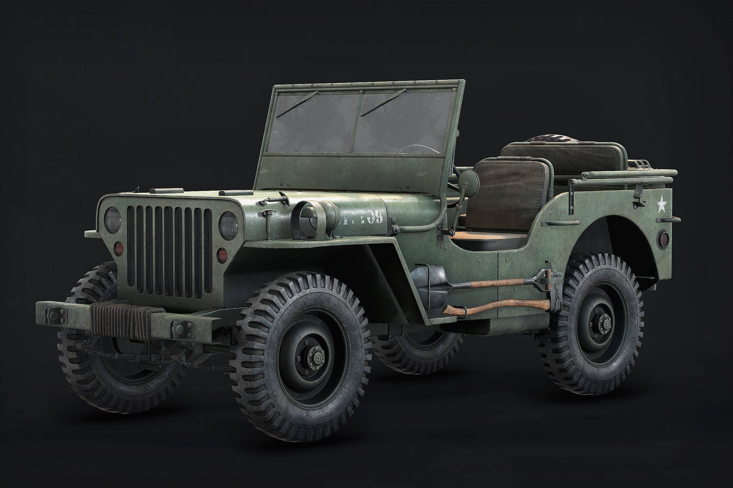 Jeep Willys Low Poly Low-poly 3D model_2