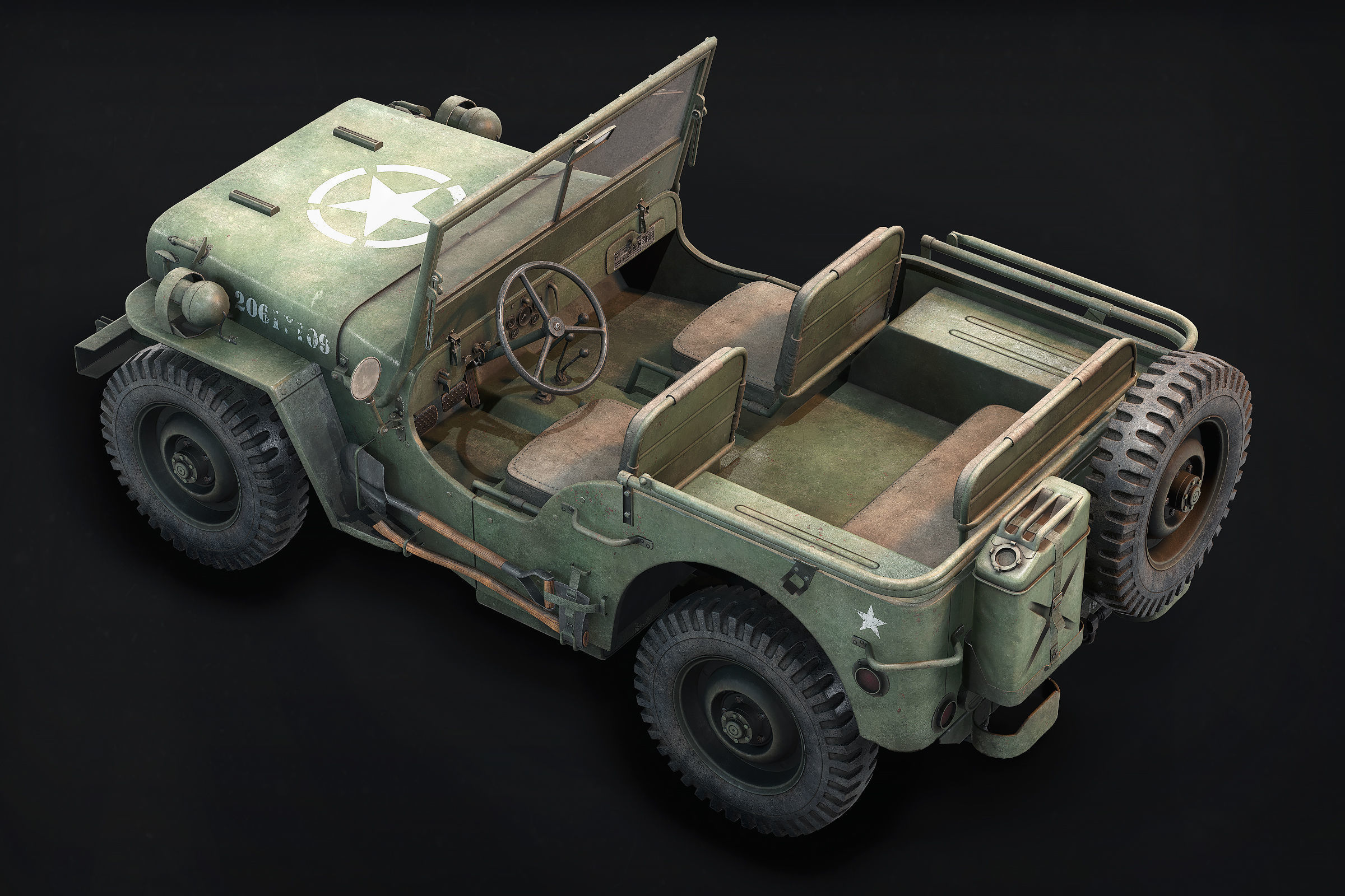 Jeep Willys Low Poly Low-poly 3D model_5