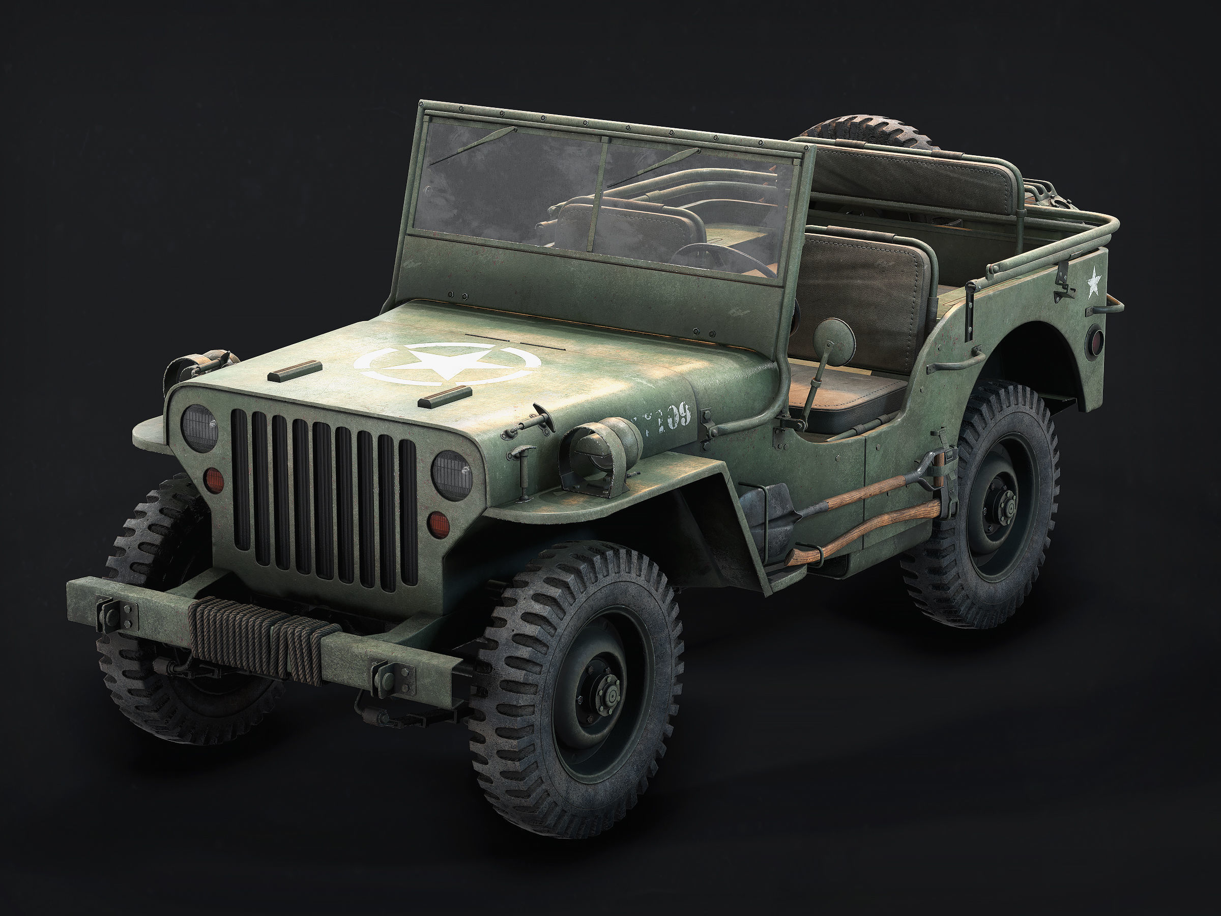 Jeep Willys Low Poly Low-poly 3D model_1