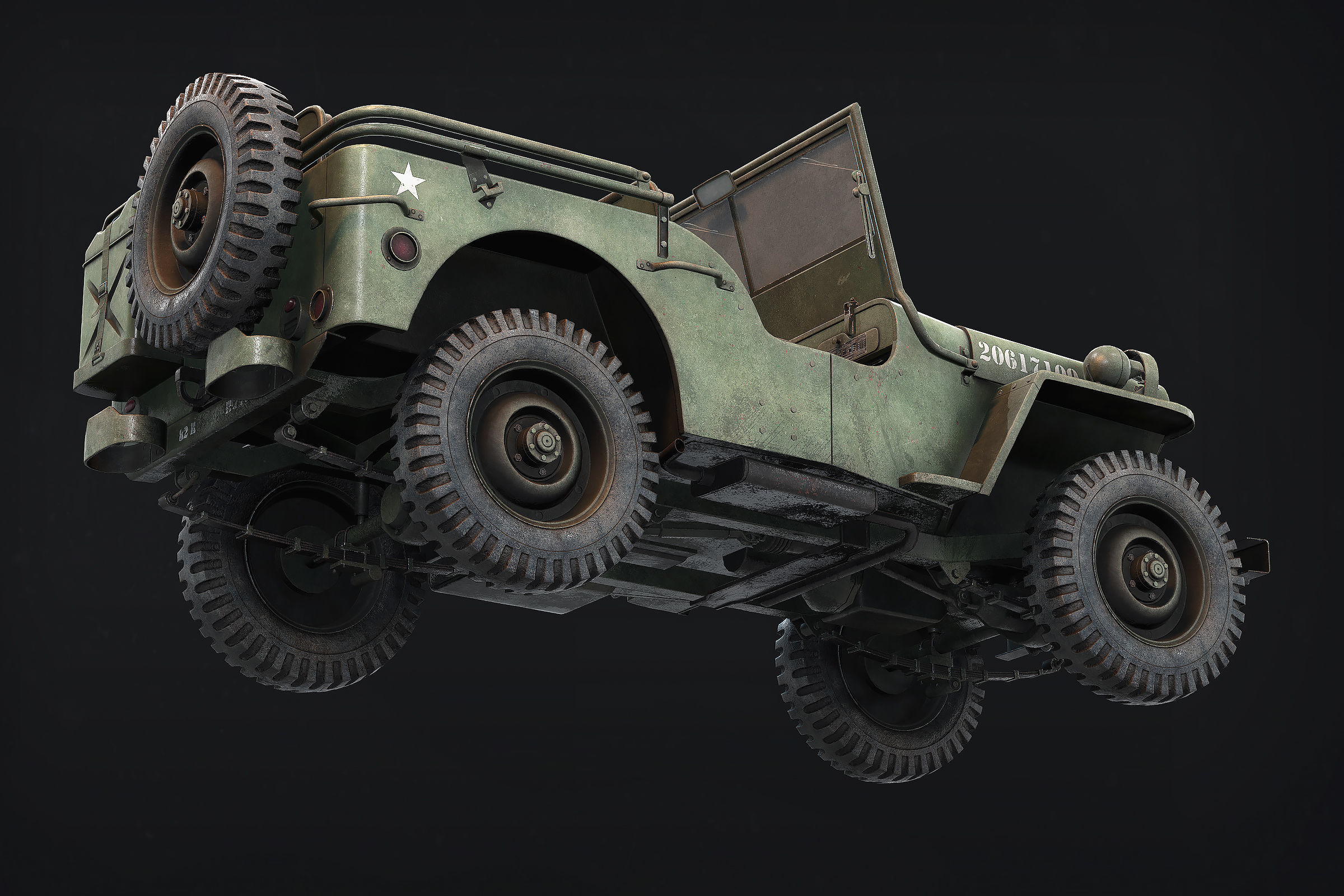 Jeep Willys Low Poly Low-poly 3D model_6