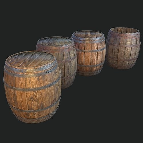  Barrel 4 texture sets Low-poly 3D model