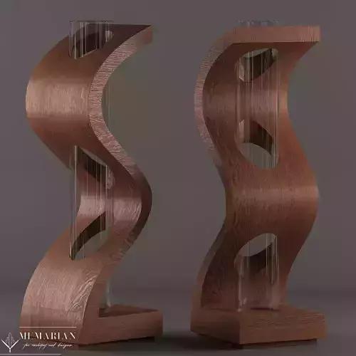 AJ-Vase two wooden sculptures with curvy shape