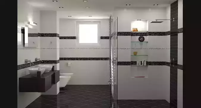 Photorealistic Bathroom Scene 01