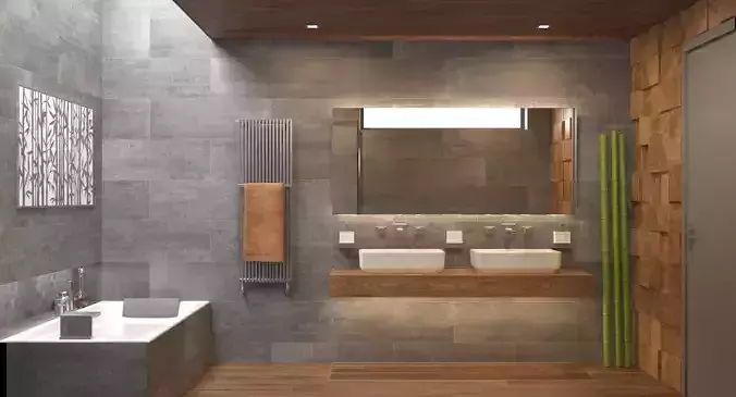 Photorealistic Bathroom Scene 02