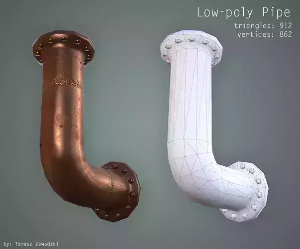 Curved Pipe - Low Poly Low-poly 3D model