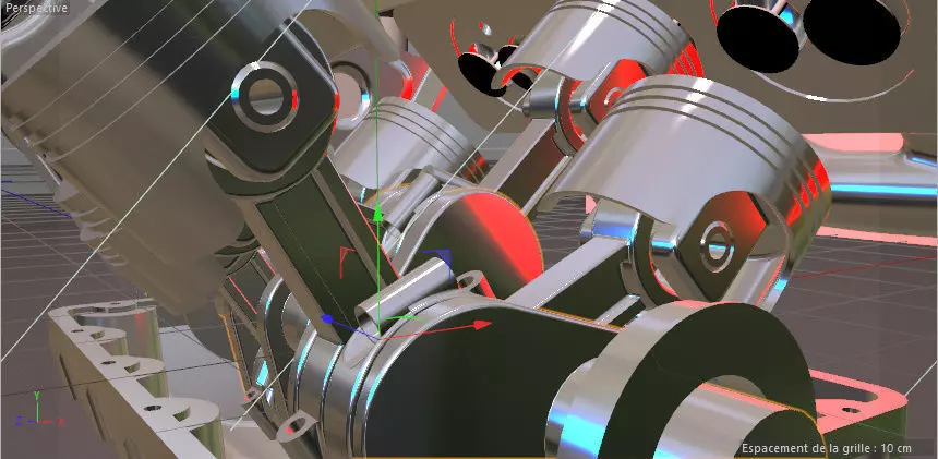 Engaine car v6 in solide works and rendering in cinema 4d 3D model