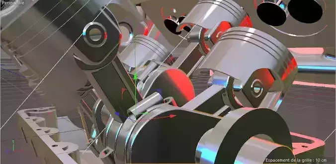 Engaine car v6  in solide works and rendering in cinema 4d