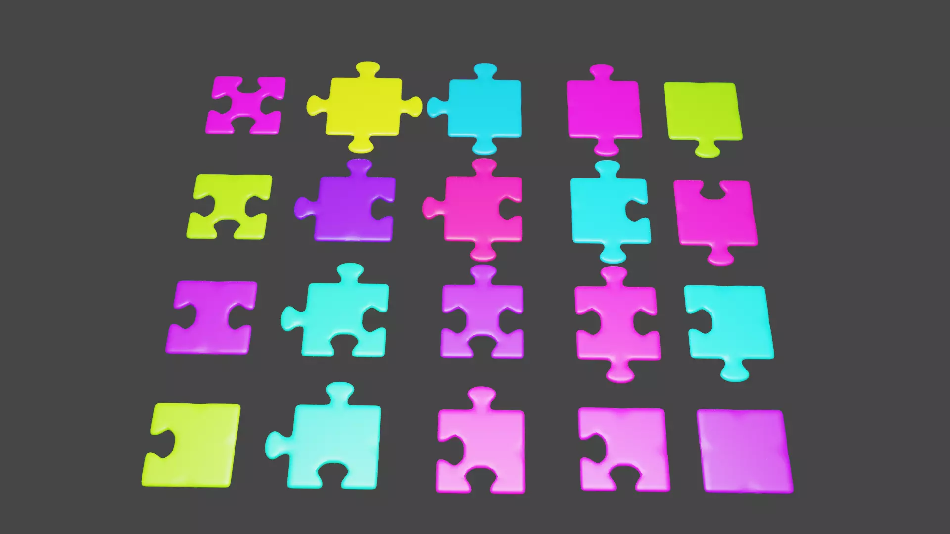 Puzzle Pieces Kit Free low-poly 3D model_0