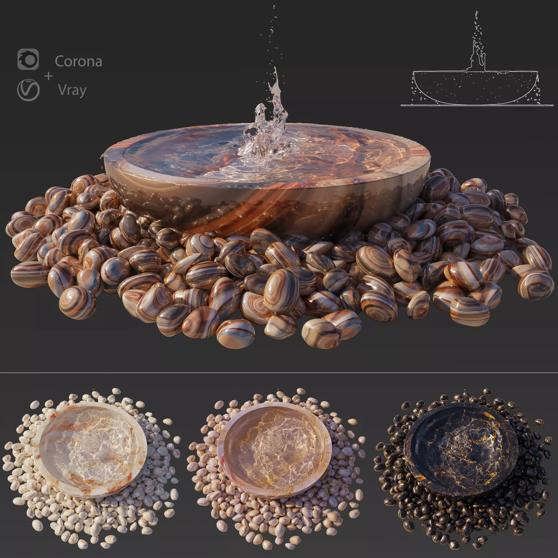 Water Bowl Fountain 3D model_0