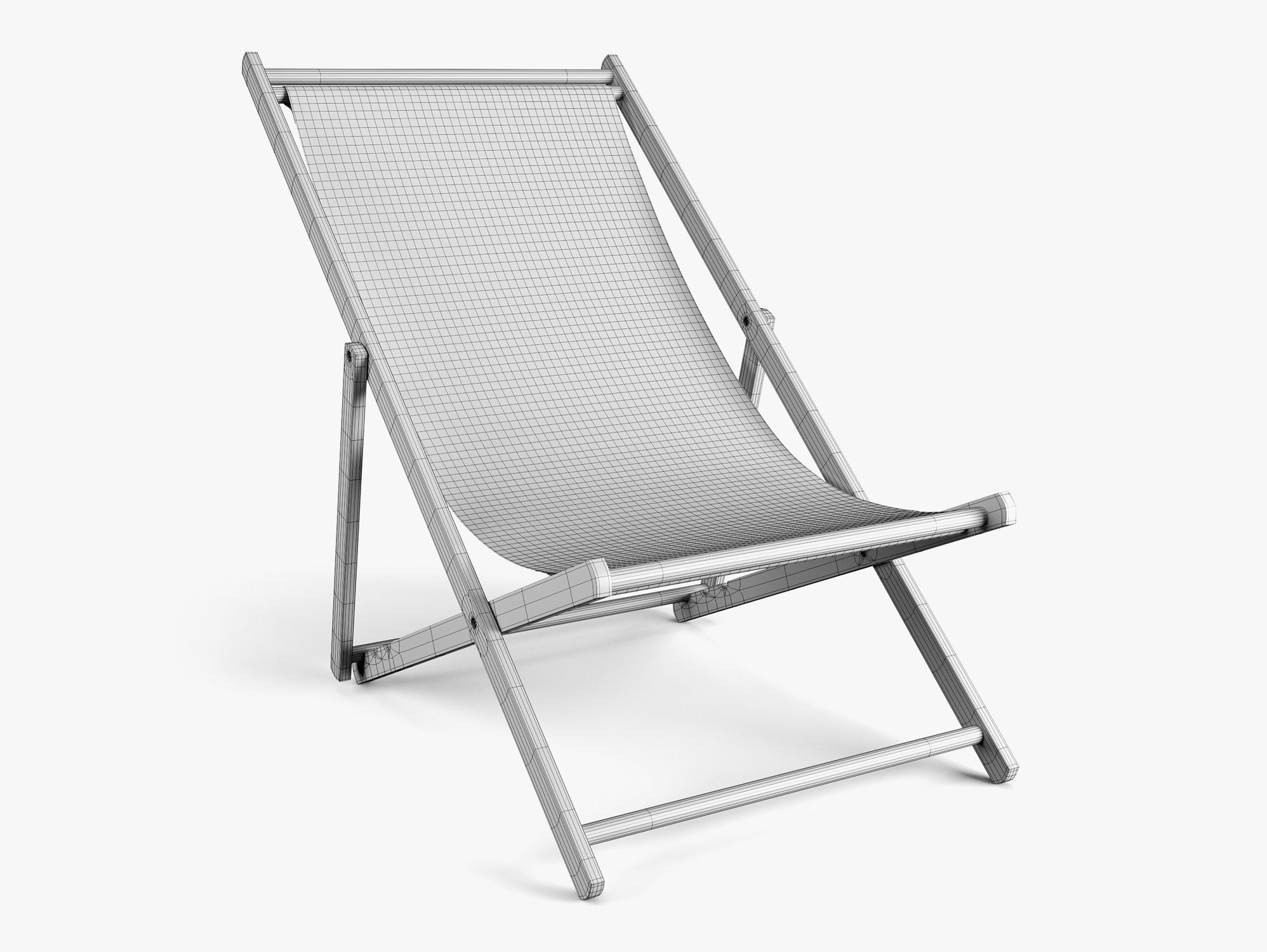 Wood Beach Chair 3D model_7