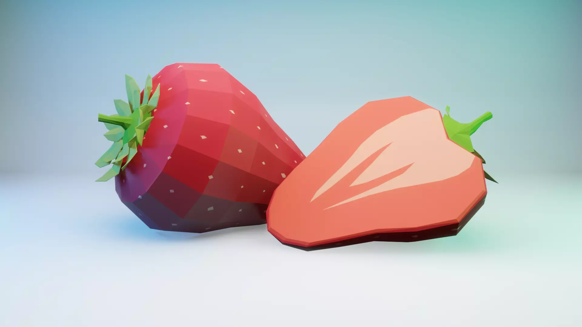 Strawberry Low-poly 3D model_0