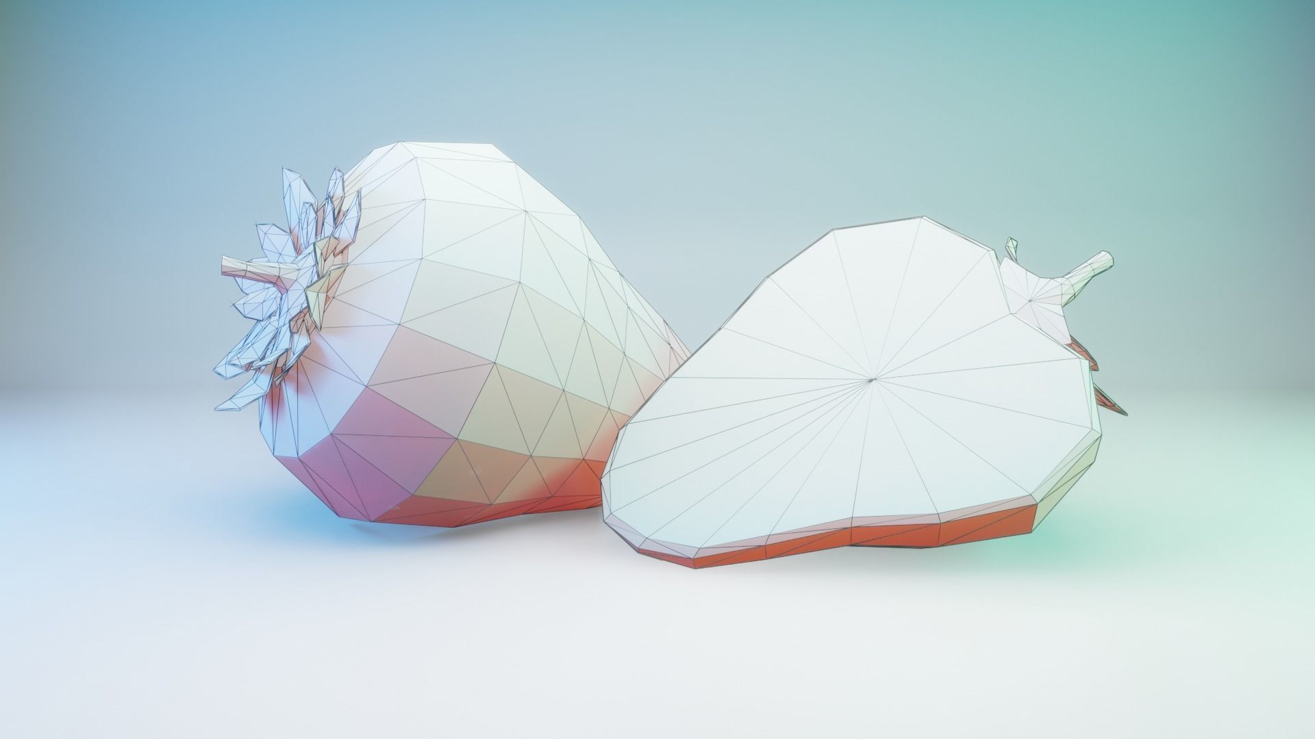 Strawberry Low-poly 3D model_3
