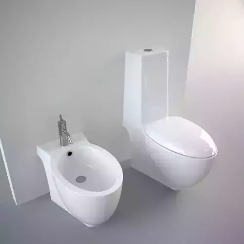 Generic Bidet and Toilet 3D model