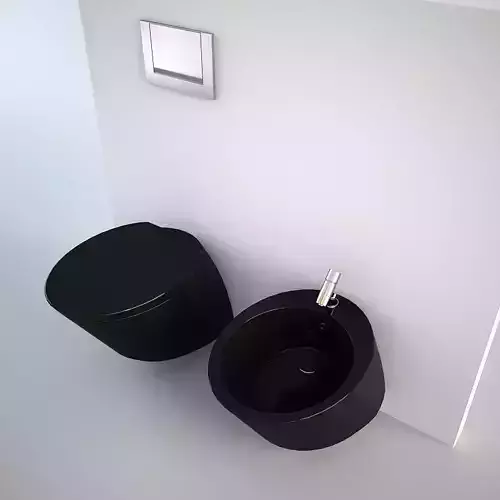 Nic Design Monolite Bidet and Toilet Black Low-poly 3D model