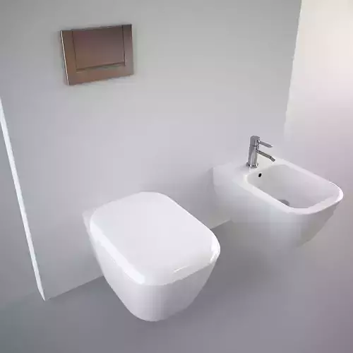 Pozzi Ginori Toilet and Bidet Q3 Wall Hung 3D model