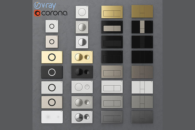 Flush buttons for installation Viega 1 3D model