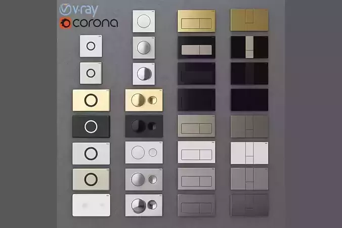 Flush buttons for installation Viega 1 3D model