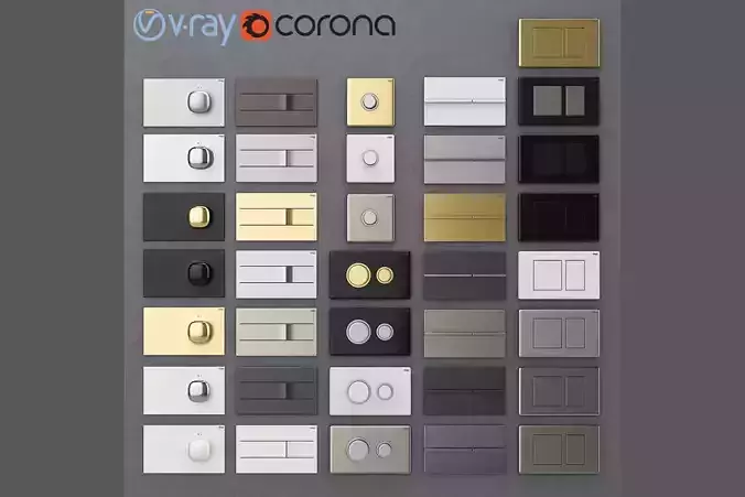 Flush buttons for installation Viega 2 3D model