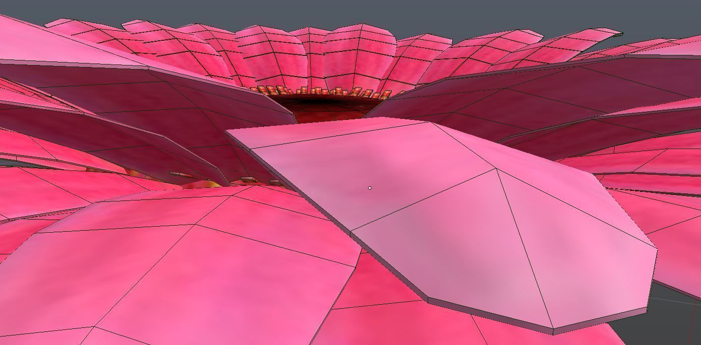 Gerbera daisy on stem 3D model_4