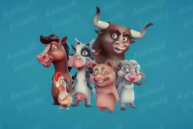 Farm Animals Friends 3D model