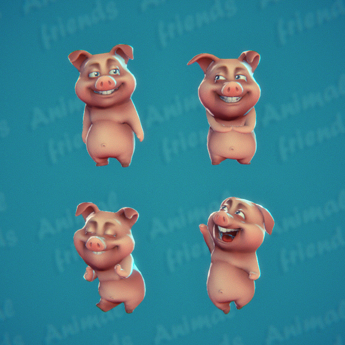 Farm Animals Friends 3D model_4