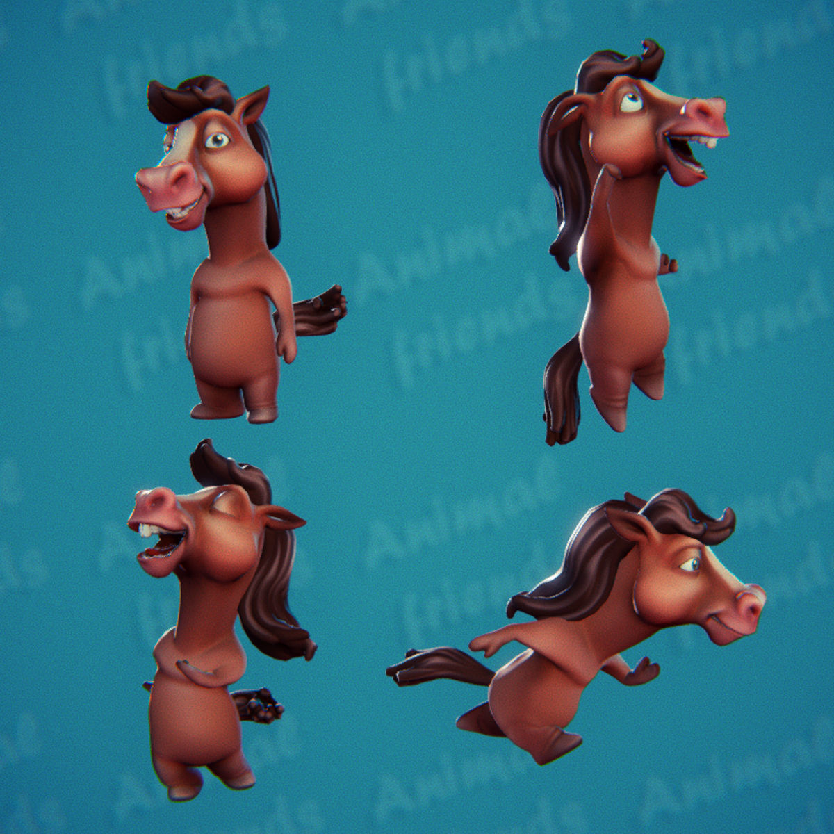 Farm Animals Friends 3D model_8