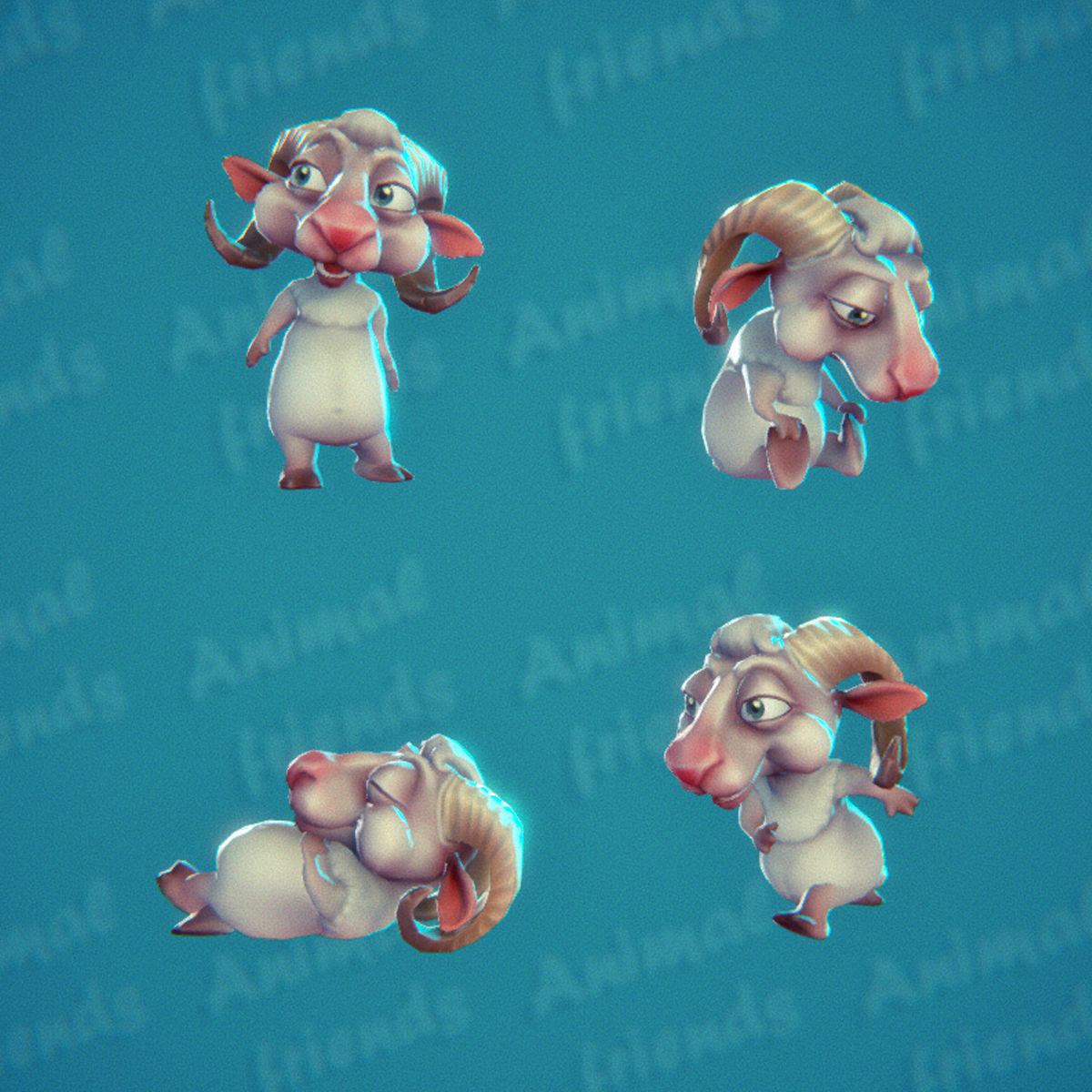 Farm Animals Friends 3D model_7