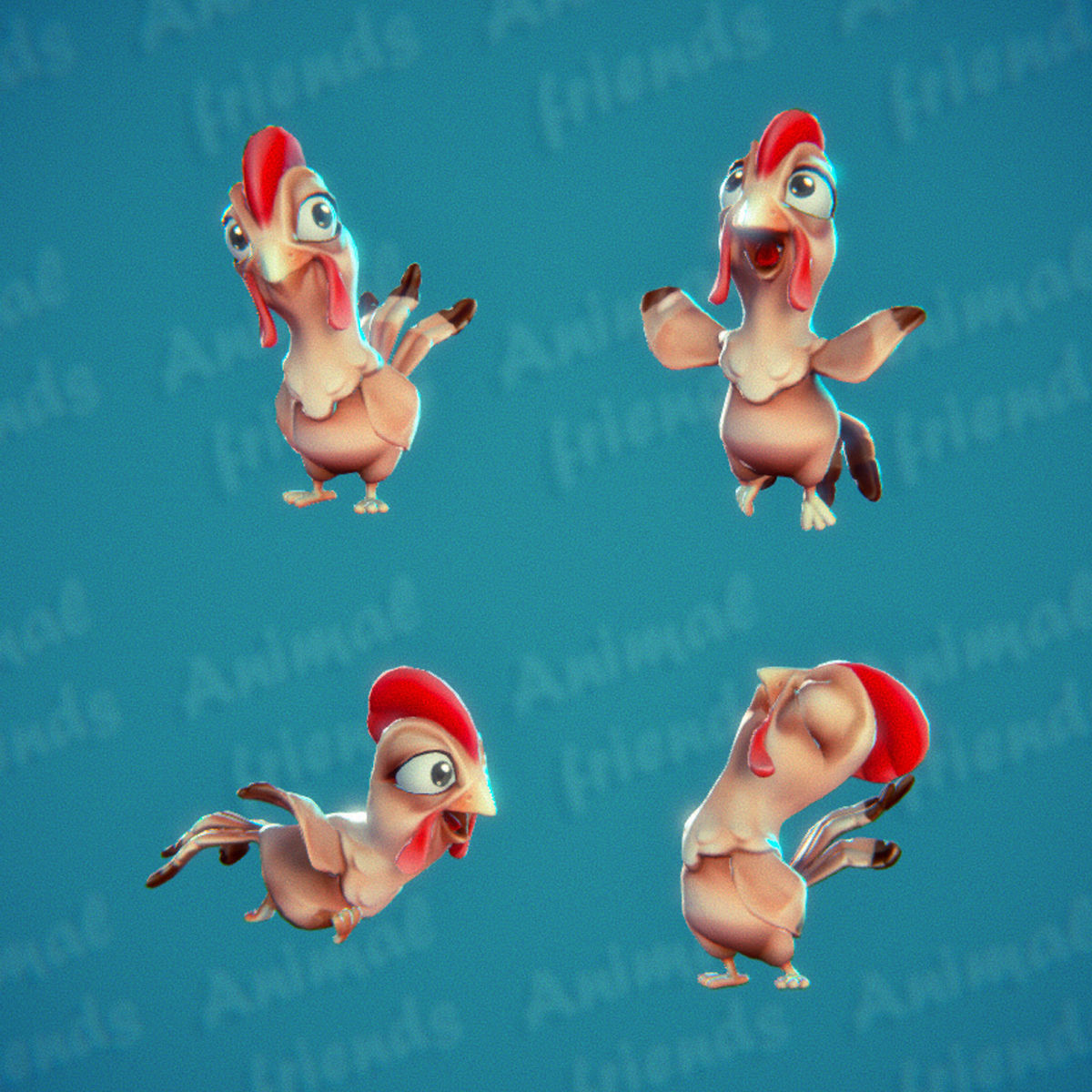 Farm Animals Friends 3D model_6