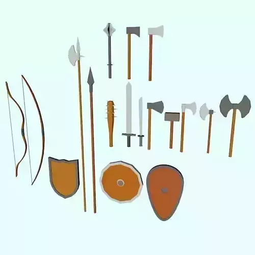 Low Poly Weapons medieval swords and axes