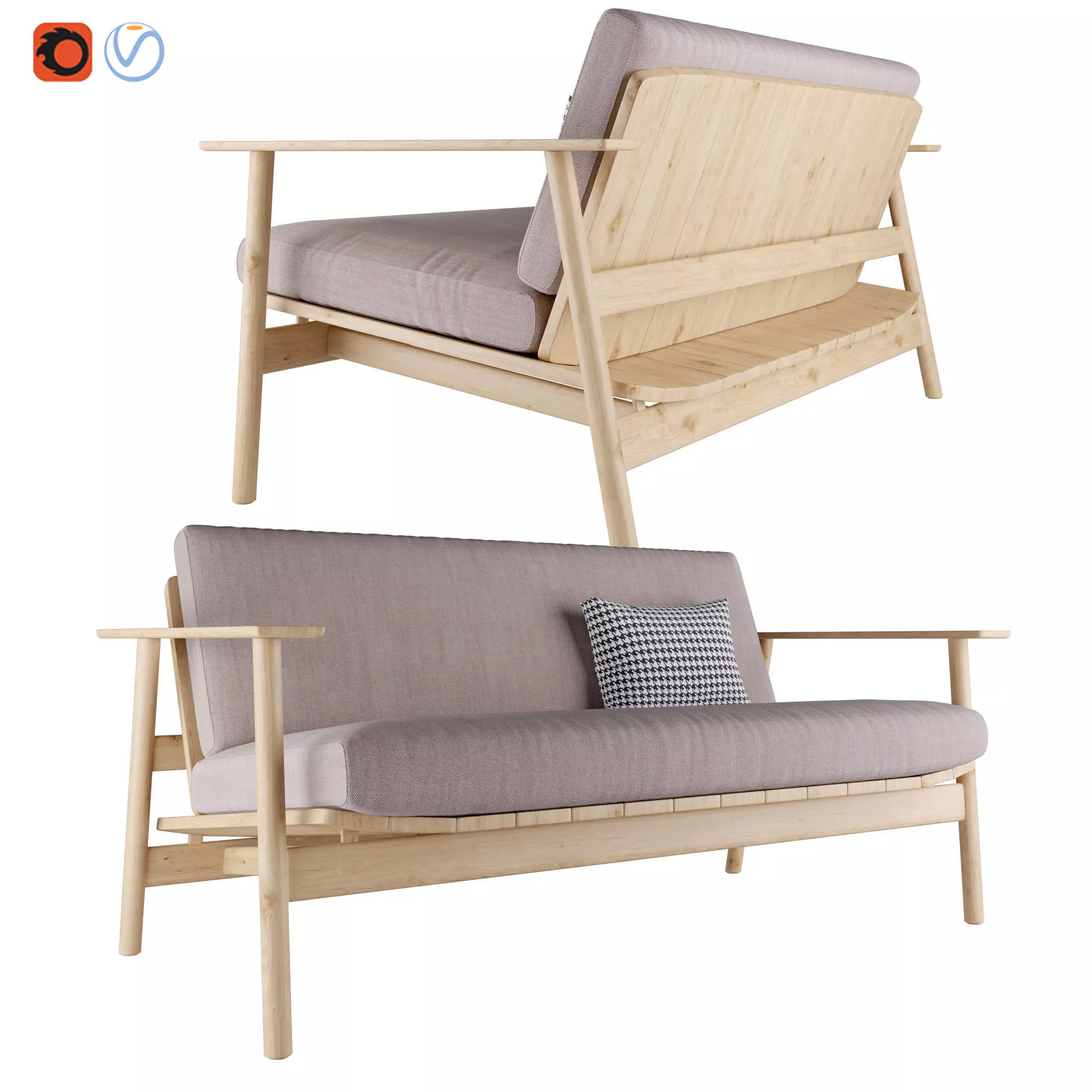 Riva sofa By Jasper morrison 3D model_0