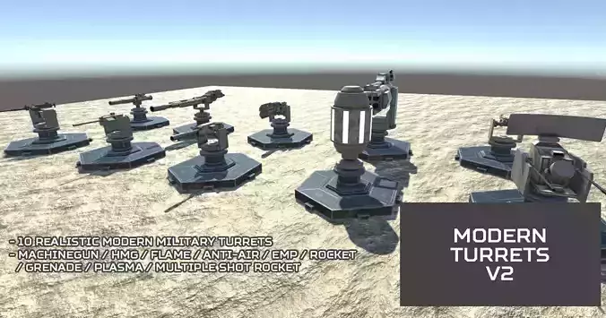 Modern Unmanned Turrets v2 Low-poly 3D model