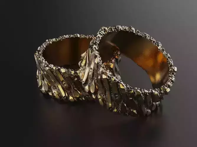 Rough rock facture wedding ring tree bark factured band 3D print model