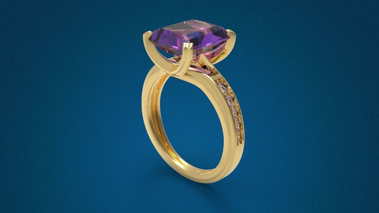 Big Gemstone Ring 3D print model_9