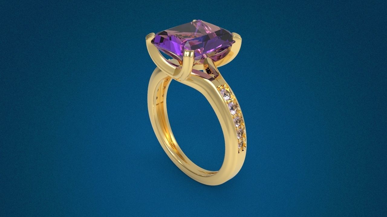 Big Gemstone Ring 3D print model_12