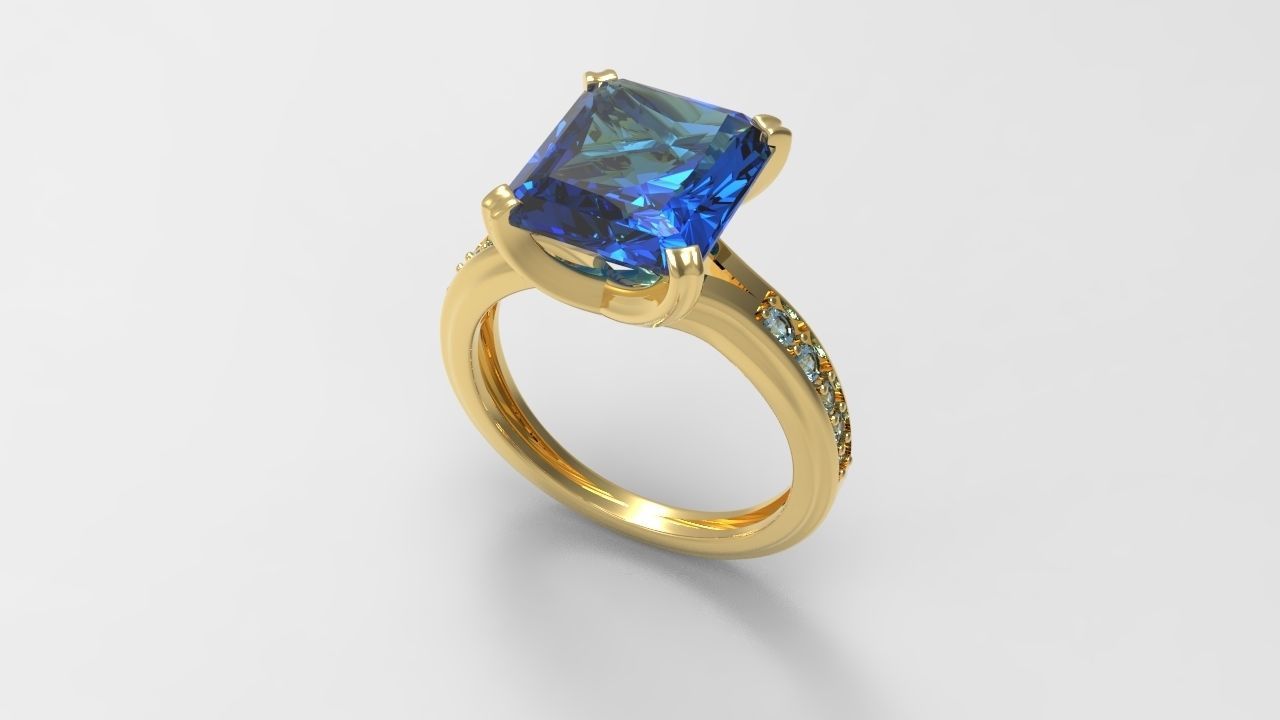 Big Gemstone Ring 3D print model_5
