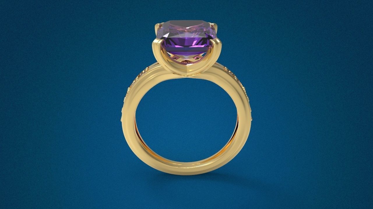 Big Gemstone Ring 3D print model_10