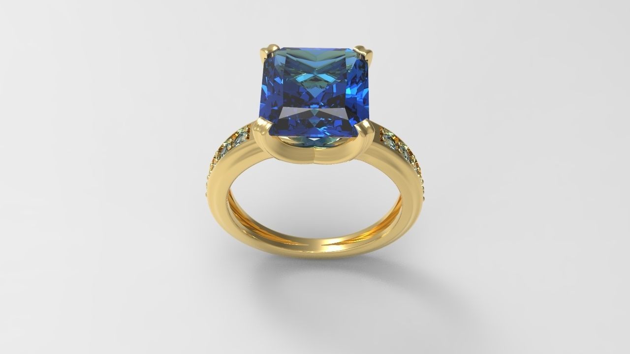 Big Gemstone Ring 3D print model_6