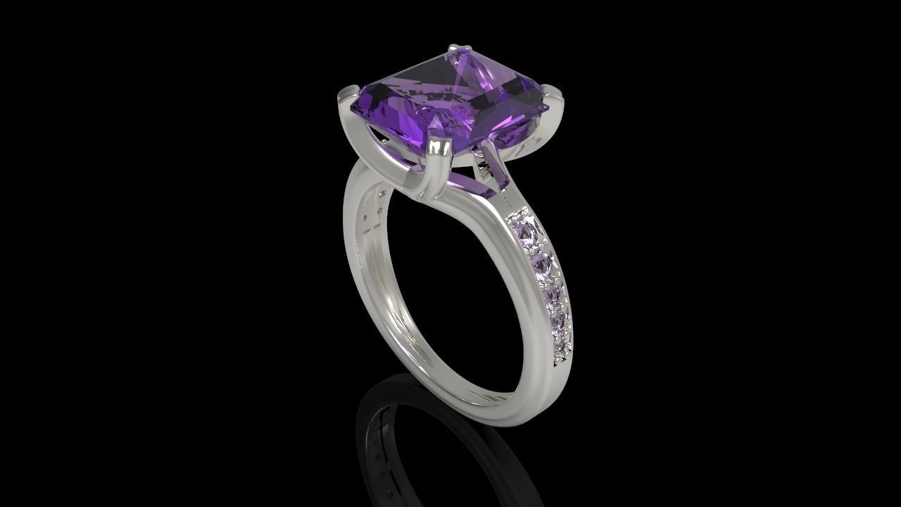 Big Gemstone Ring 3D print model_14