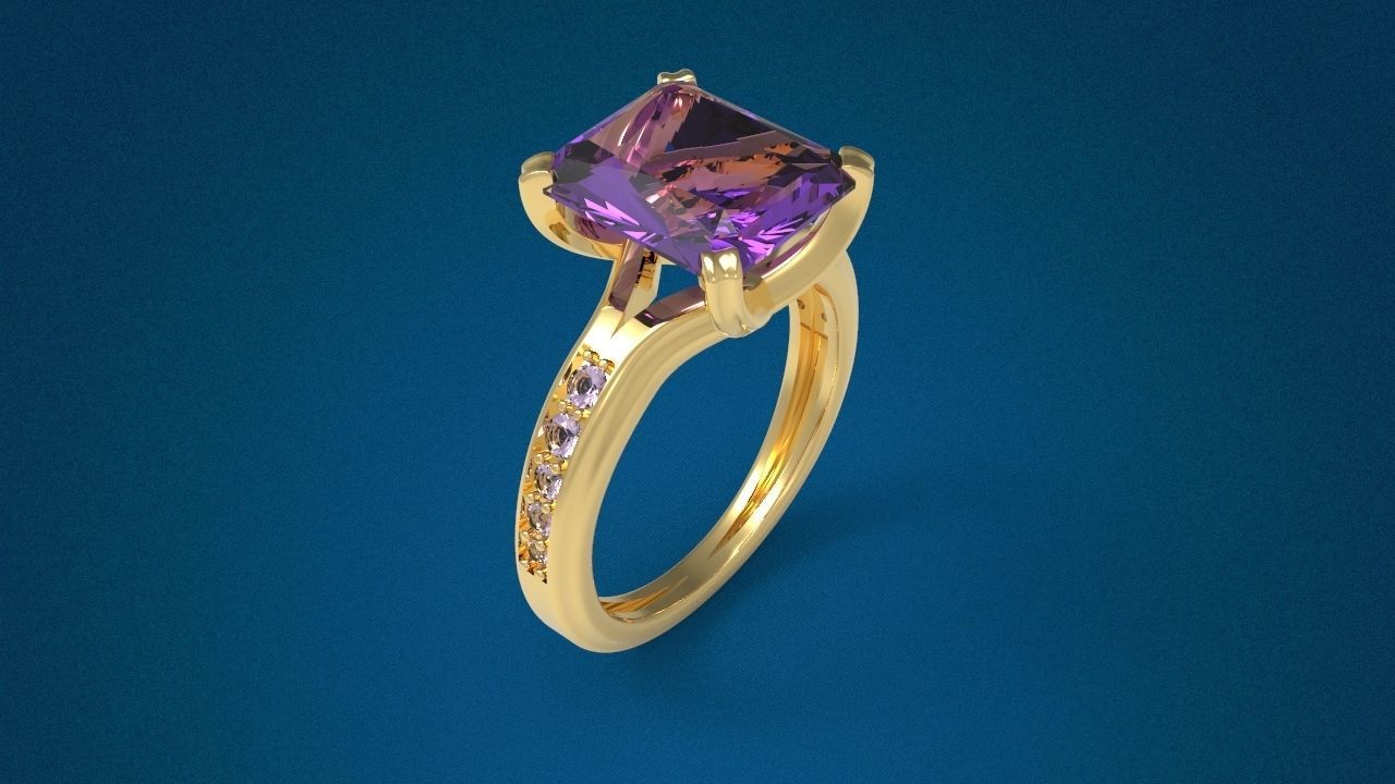 Big Gemstone Ring 3D print model_11