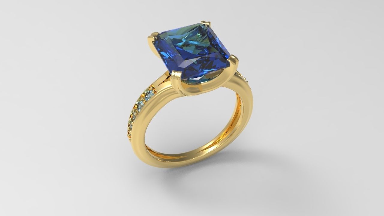 Big Gemstone Ring 3D print model_4