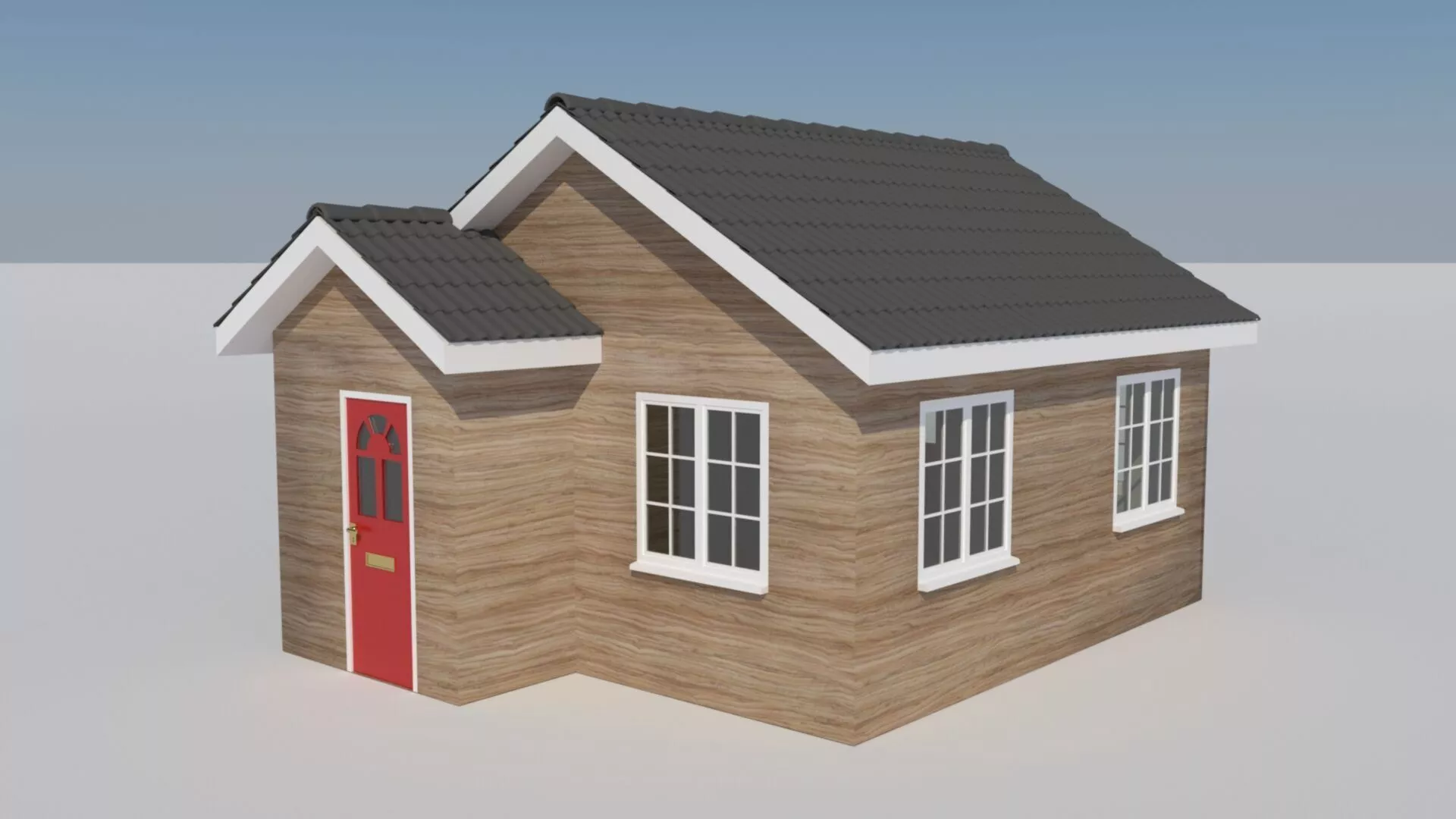Bungalow house with door Free 3D model