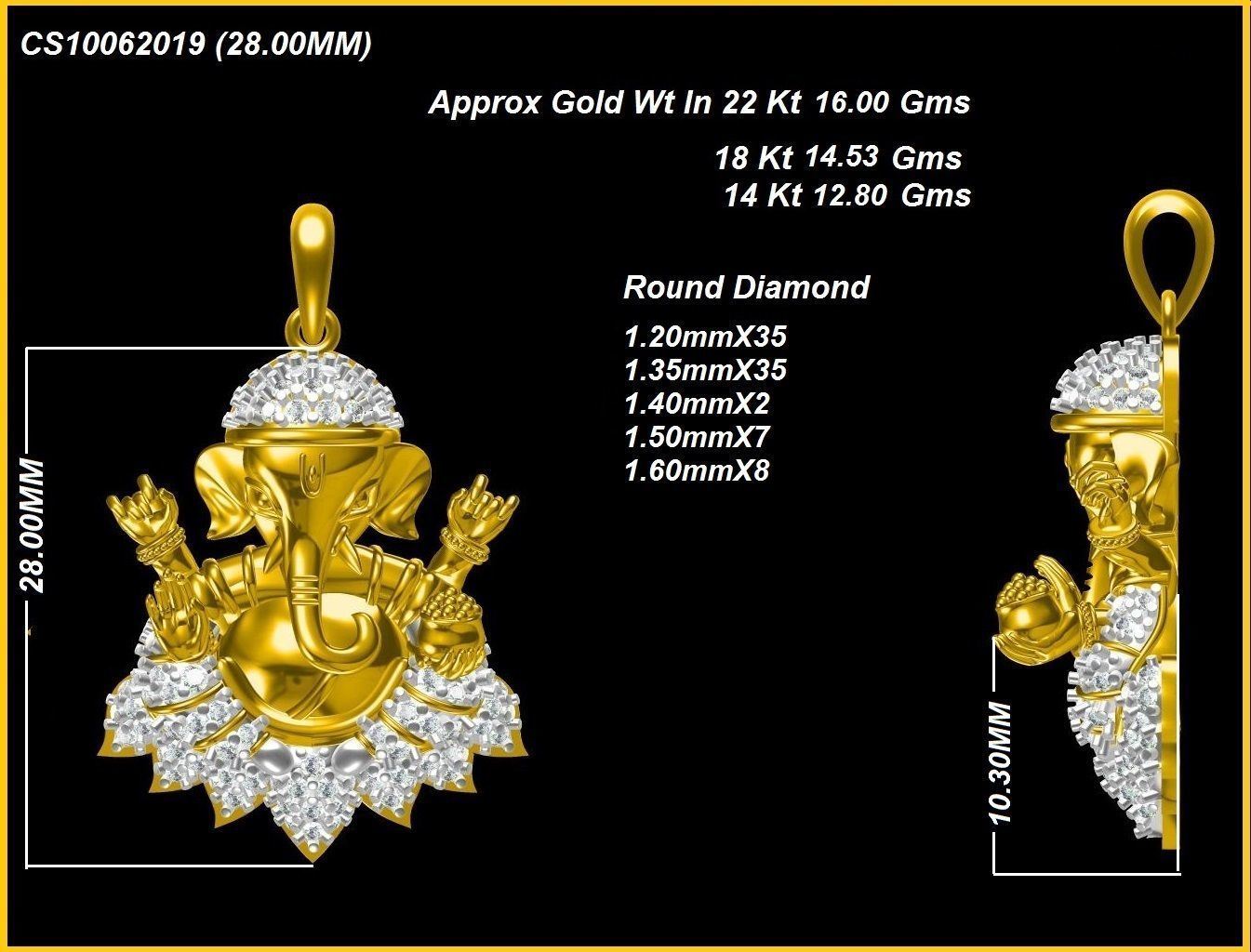 ganapati Pendant  ganesh god 3D models  ganesh  pendant  3D print model_2
