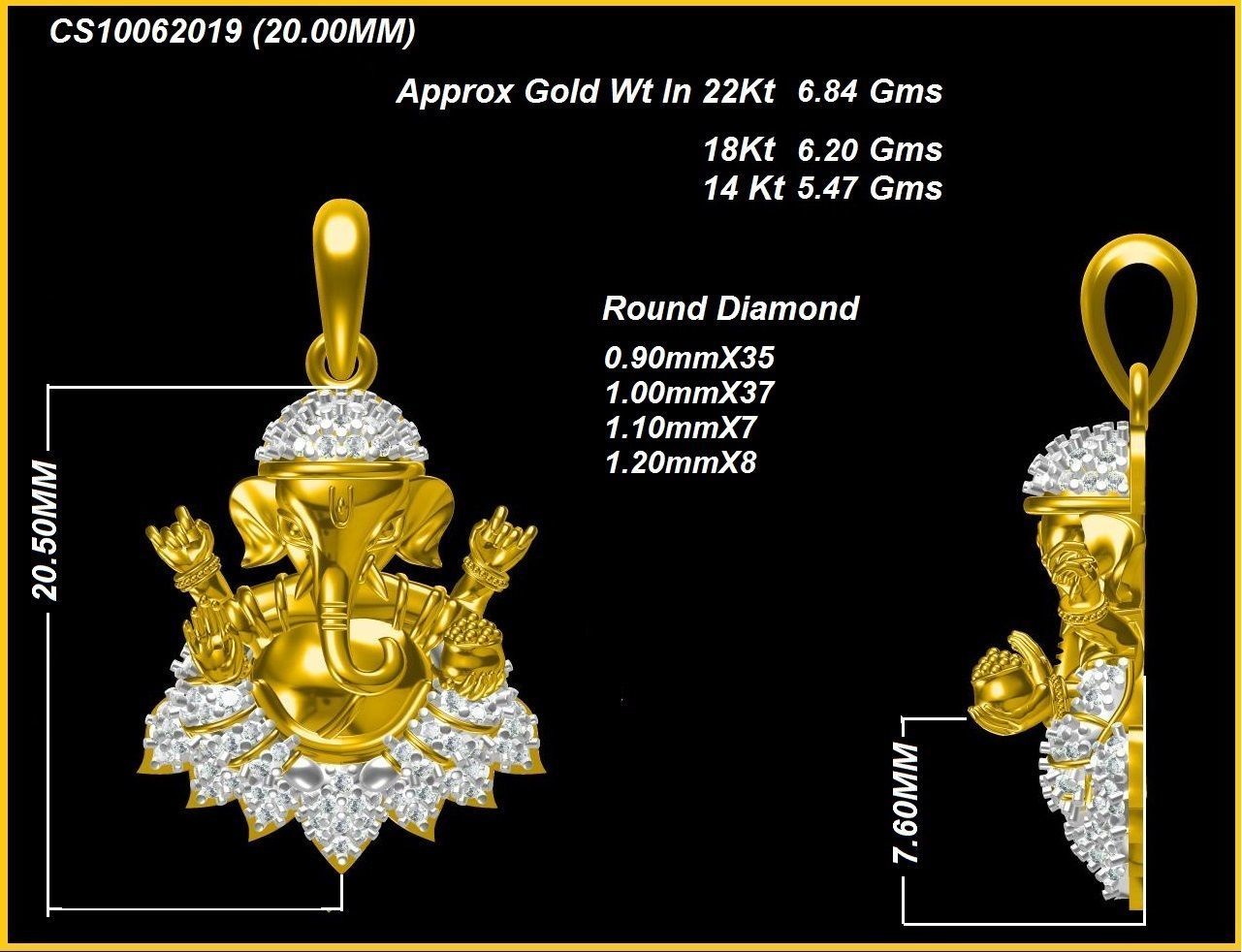 ganapati Pendant  ganesh god 3D models  ganesh  pendant  3D print model_1