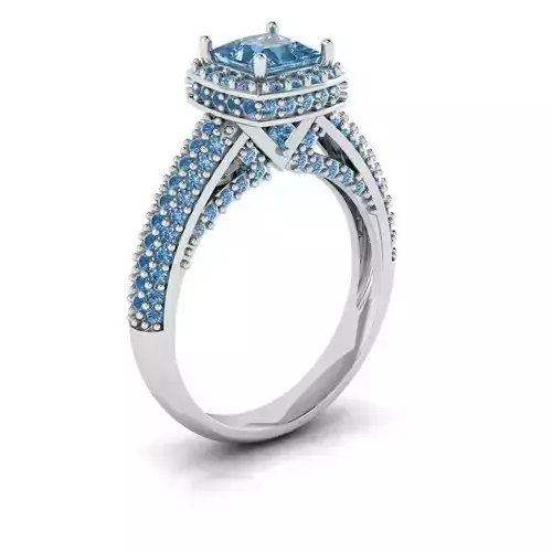 Square Cluster Halo Ring 3D print model